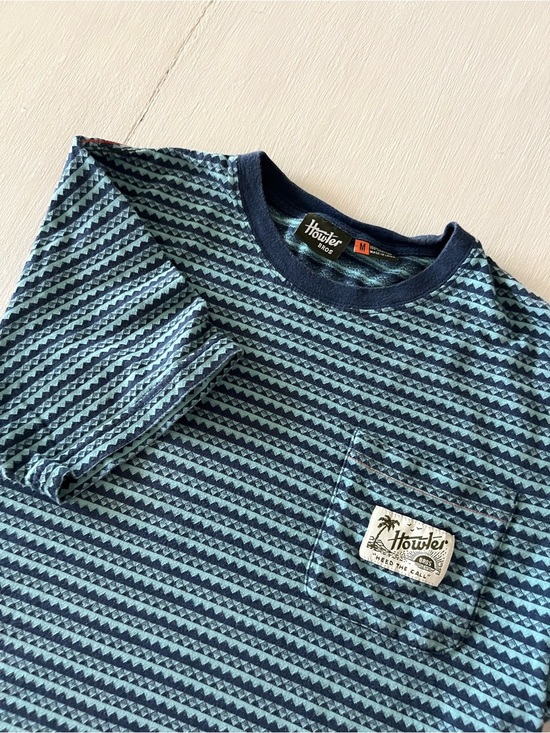Hustler Hollywood Other - Howler Bros Zuma Jacquard Pocket Tee Men’s Medium Blue Stripe Surf Skate Cotton